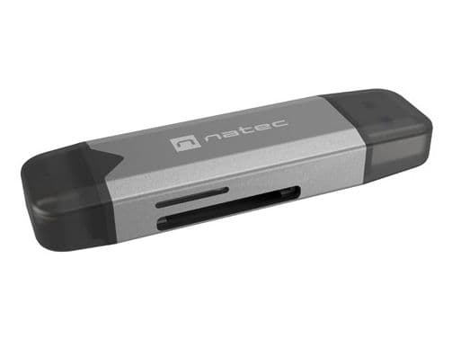 NATEC NCZ-2262, MicroSD (TransFlash), MicroSDHC, MicroSDXC, SDHC, SDXC, Sort, Mørkegrå, 5000 Mbit/s, USB 3.1, 20 mm, 74 mm