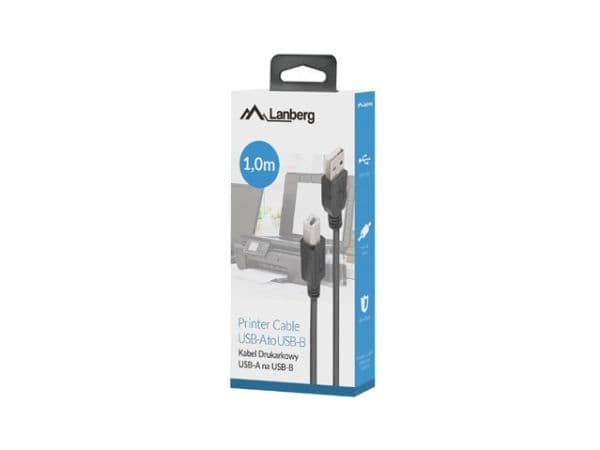 Lanberg CA-USBA-15CU-0010-BK, 1 m, USB A, USB B, USB 2.0, 480 Mbit/s, Musta