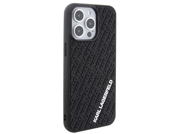 Karl Lagerfeld 3D-gummikåpa med Multi Logo till iPhone 15 Pro Max - sort