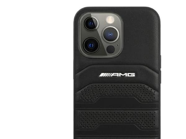 AMG lærpregede linje-deksel til iPhone 13 Pro / iPhone 13 - svart