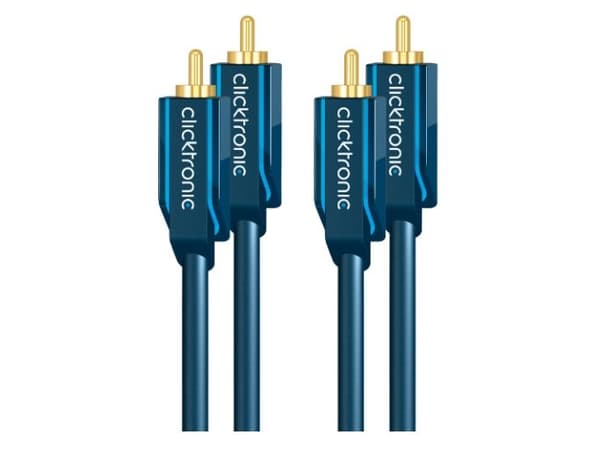 ClickTronic 2m Stereo Audio, Hankjønn, 2 x RCA, Hankjønn, 2 m, Blå