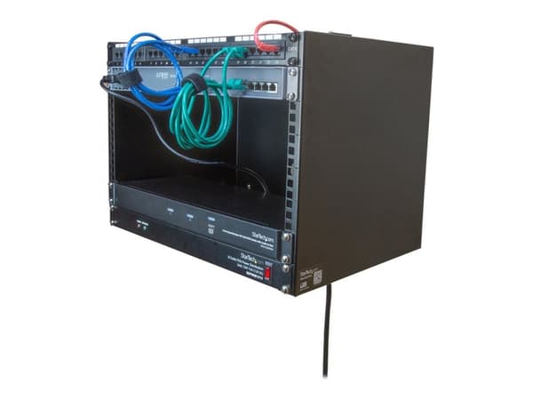 Startech Wall Mount Patch Panel Rack - 4U Wall Mount Rack Shelf with Built in Shelf - 2 Post Open Frame Rack - Rack Shelf (WALLMOUNT8) - Skap - veg...