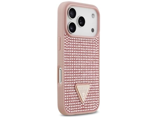Guess Rhinestone Triangle Logo-deksel til iPhone 17 Pro - rosa