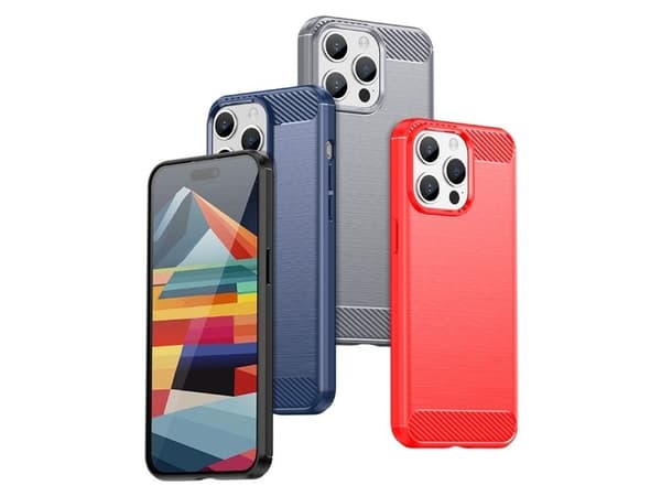 Hurtel fleksibelt carbonmønster etui til iPhone 15 Pro Max - blå