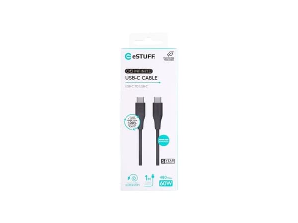 eSTUFF ES604180, 1 m, USB C, USB C, USB 2.0, Svart