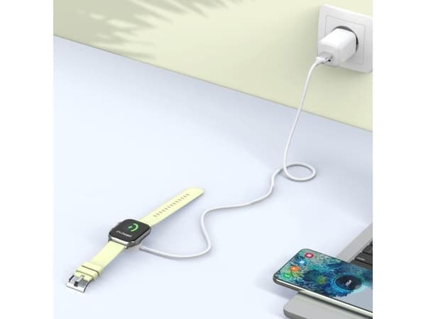 TECH-PROTECT MC02 ultraboost magnetladerkabel 100 cm til Apple Watch, hvit