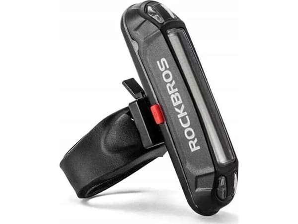 Rockbros A54BK baklykt til sykkel + Micro USB - USB-A-kabel - svart