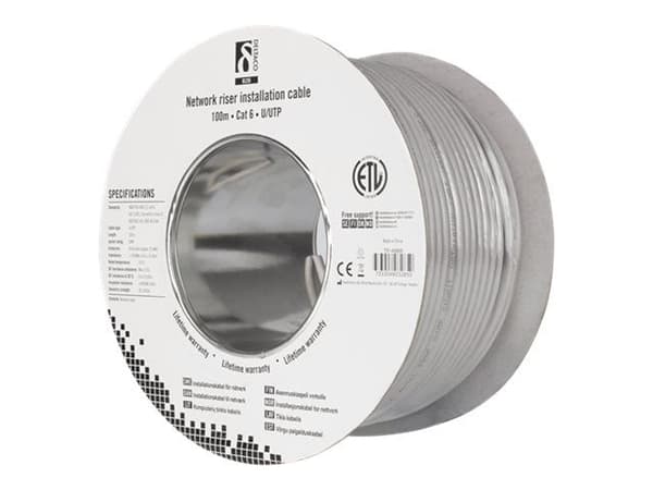 DELTACO - Bulkkabel - 100 m - UTP - CAT 6 - grå