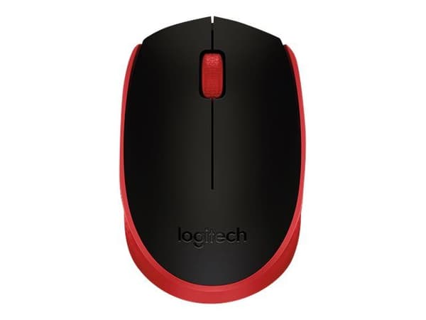 Logitech M171, Molempikätinen, Optinen, Langaton RF, 1000 DPI, Musta, Punainen