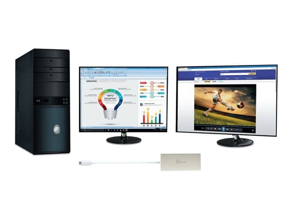 j5create JCD381-N - Dockningsstation - USB-C - 2 x HDMI - 1GbE