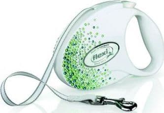 Flexi bånd for hund Glam Splash Leaf hvit 3 m
