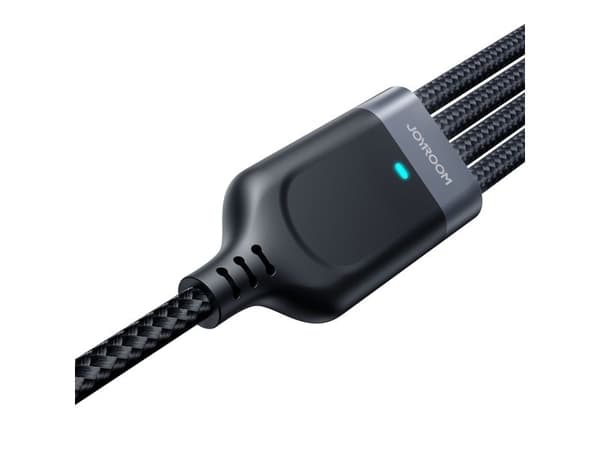 Joyroom multi-use S-A18 kabel 4-i-1 USB-A til USB-C / USB-C / Lightning / micro USB 1,2 m svart