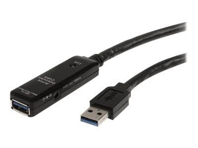 StarTech 32.8 ft Active USB 3.0 Extension Cable with AC Power Adapter - Shielded - Male to Female USB USB 3.1 Gen 1 Type A (5Gbps) Extender (USB3AA...
