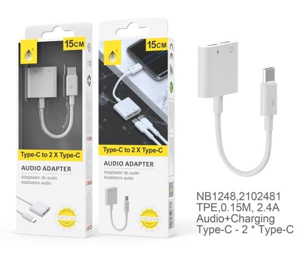 MTK USB-C-sovitin - USB-C Han til 2 x USB-C Hun