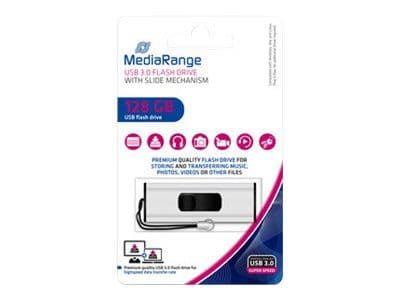 MediaRange - USB flash-enhet - 128 GB - USB 3.0 - svart, silver