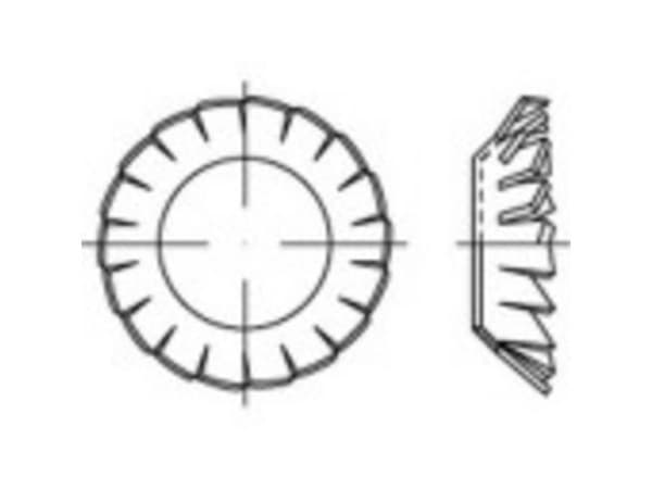 TOOLCRAFT stjernefjærskive innvendig diameter 4,3 mm DIN 6798 rustfritt stål 1000 stk