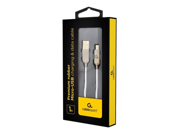 Cablexpert Premium - USB-kabel - Micro-USB type B (hann) til USB (hann) - USB 2.0 - 2.1 A - 1 m - hvit
