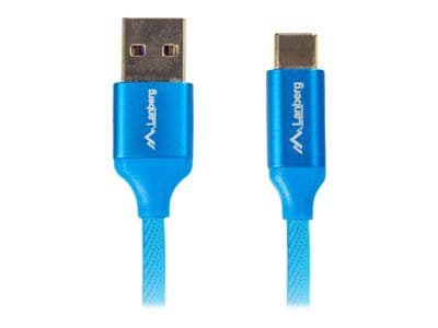 Lanberg Premium - USB-kaapeli - USB-C (han) til USB (han) - USB 2.0 - 5 A - 50 cm - blå - sininen