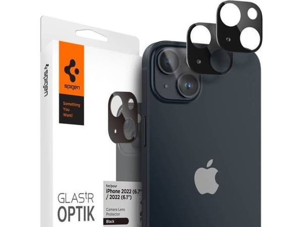 Tempered glass for the camera Spigen Optik.tr Camera Protector Apple iPhone 14/14 Plus Black [2 PACK]