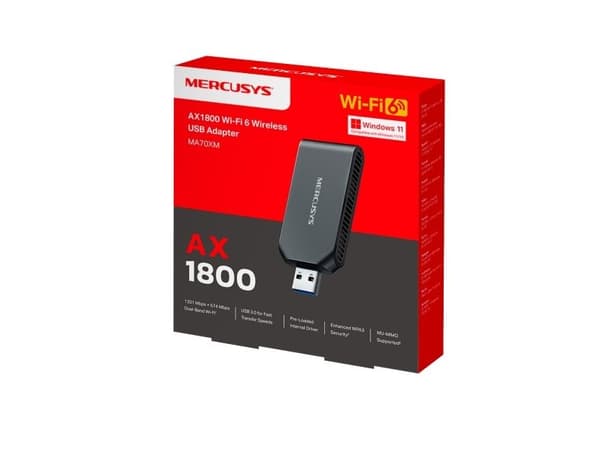 Mercusys MA70XM, Trådløs, USB, WLAN
