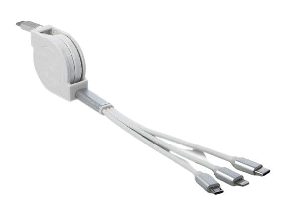 DeLOCK 85844, 0,98 m, USB C, USB C/Micro-USB B/Lightning, USB 2.0, Hopea, Valkoinen