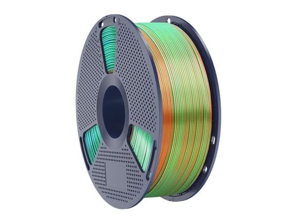 Sunlu PLA+ Silk filament i 3 färger (orange, blå och grön)