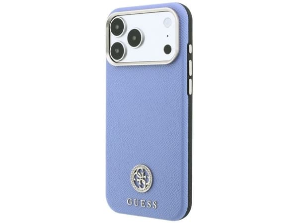 Guess Grained Round Strass Logo MagSafe Case for iPhone 18 Pro Max / 17 Pro Max - Blue