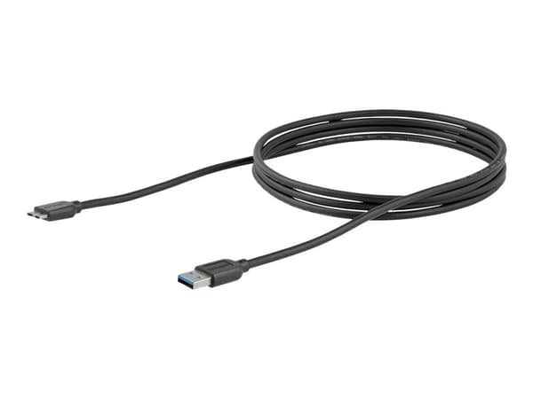 StarTech.com Slim Micro USB 3.0 kabel – 2 m - USB-kabel - Micro-USB typ B (hane) till USB typ A (hane) - USB 3.0 - 2 m - formpressad - svart - för ...