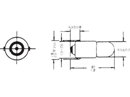 Glødelampe dværglampe 2 1W BA9s 30V 10,6x23mm