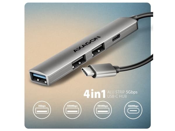 HUE-STC HUB 4-portti 1x USB 5Gbps, 2xUSB2.0 + C