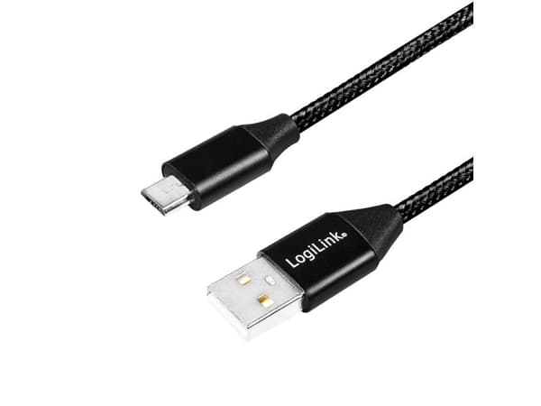 LogiLink CU0144, 1 m, USB A, Micro-USB B, USB 2.0, 0,48 Gbit/s, Sort