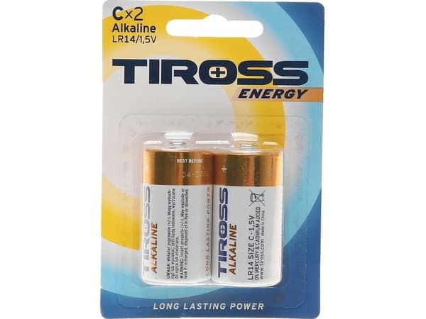 TIROSS alkaliske batterier LR14 2 stk