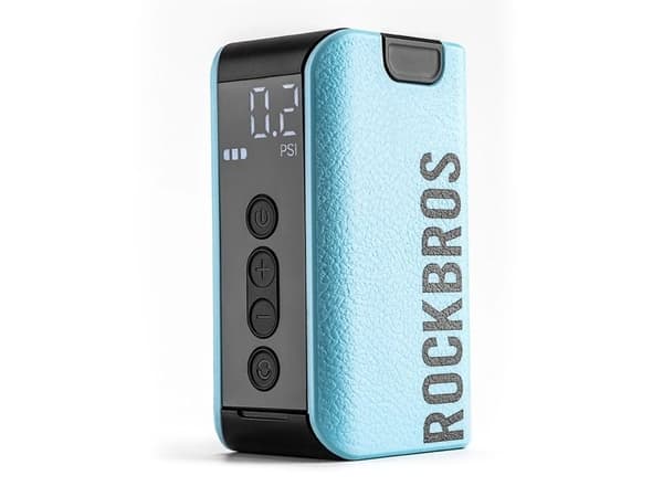 RockBros elpump 42520006001 med digital display (blå) för däck/bollar