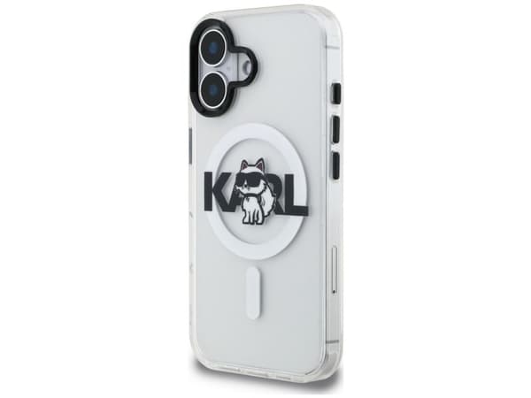 Karl Lagerfeld IML Choupette Sketch Logo MagSafe iPhone 16 Case - Clear