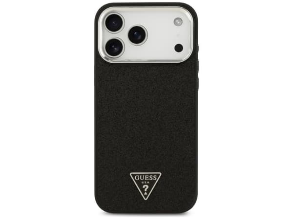 Guess Glitter Triangle Logo MagSafe-deksel til iPhone 17 Pro Max - svart