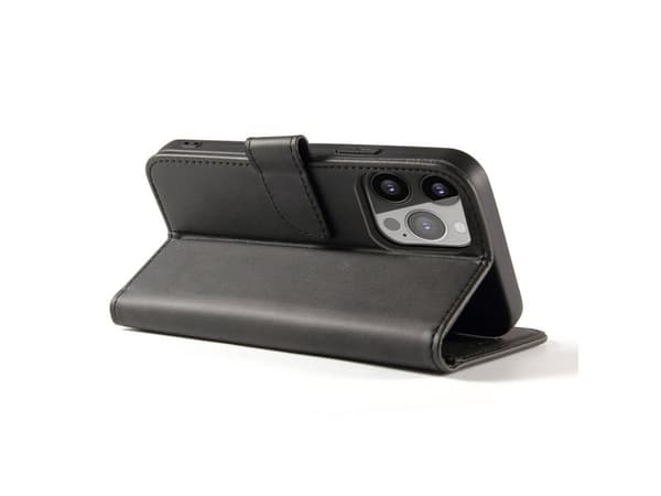 Plånboksfodral med stativ för iPhone 15 Pro Magnet Case - svart