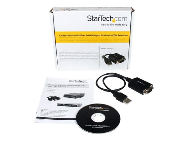 Startech USB to Serial RS232 Adapter Cable w/ COM Retention - USB Serial Adapter - Seriell adapter - USB - RS-232 - svart