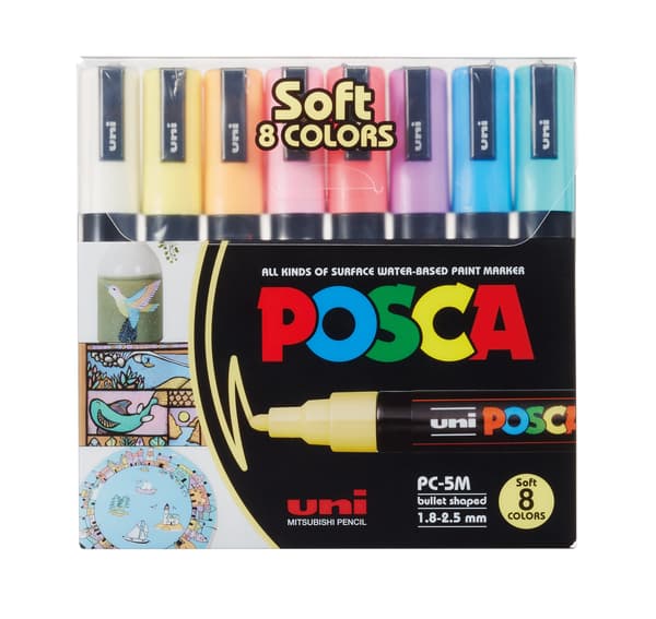 POSCA-merkintäsarja Soft Colours, PC-5M 8 ass.