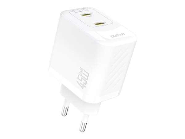 Dudao nettlader 2xUSB-C GaN PD 45W hvit