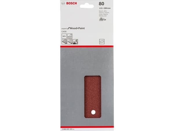 Bosch slippapper 115 x 280 mm K80 10 st