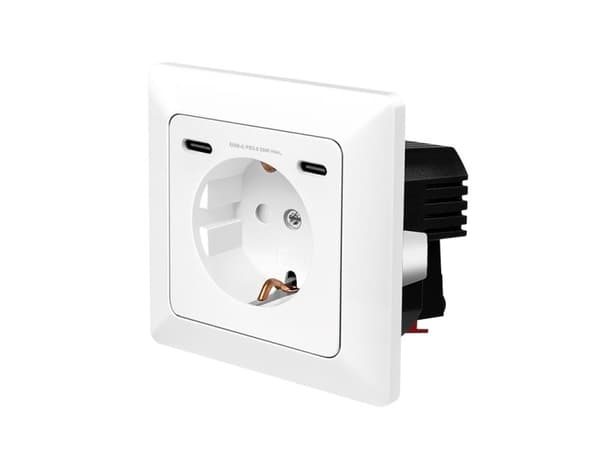 LogiLink Wall outlet 1 socket+ 2-port USB-C charger, 25W PD