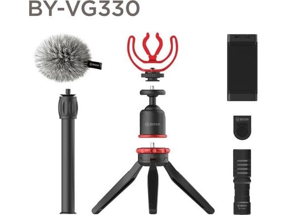 BOYA BY-VG330, 3 jalkoja, Musta, Punainen