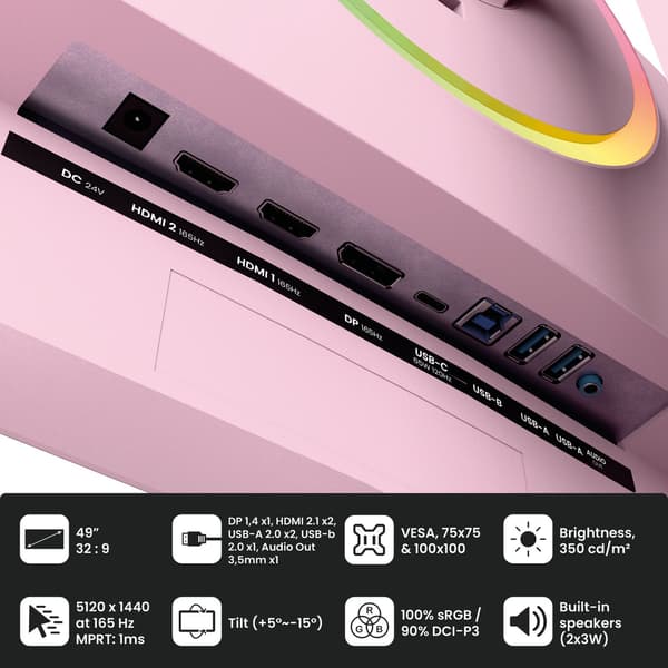 Arozzi Nova 49" v2 VA, 165Hz - Pink