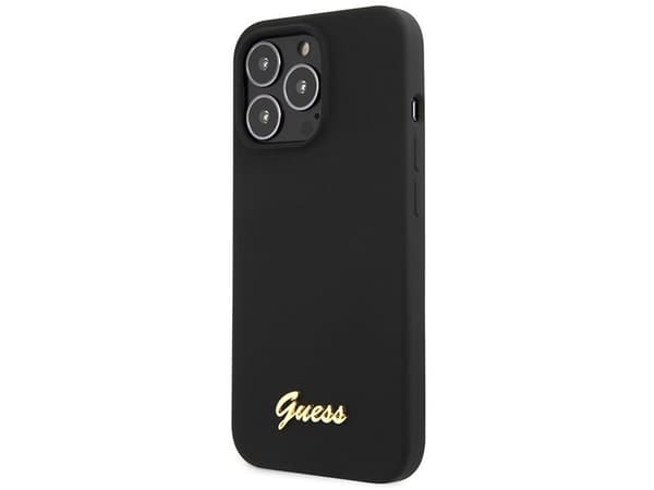 Guess GUHCP13XLSLMGBK iPhone 13 Pro Max 6,7" hardcase sort/sort silikone Script Gold Logo
