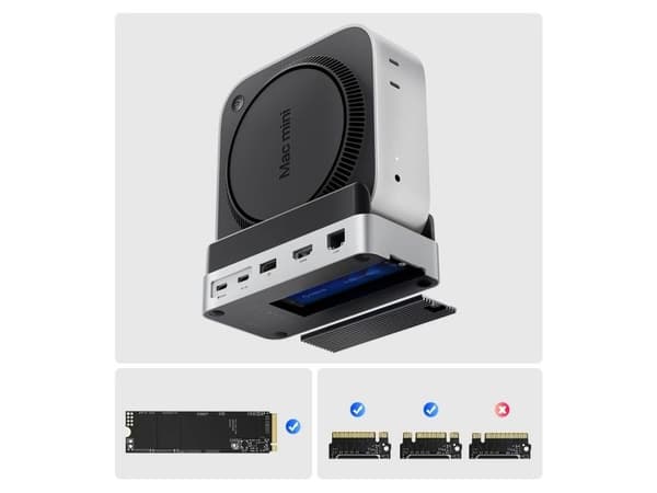 Orico MiniDock 10-i-1 dokkingstasjon med plass til SSD-harddisk, sølv