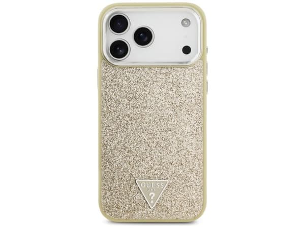 Guess Glitter Triangle Logo MagSafe Case for iPhone 17 Pro Max - Gold