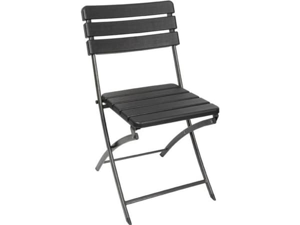 Perel FP165W, Spisetid, Solid/Fast, Hard Stol, Hård ryggstø, High-Density Polyethylene (HDPE), Stål, Sort