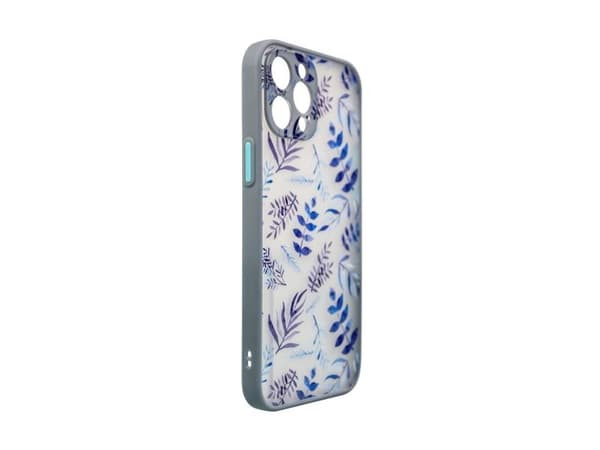 Designskydd till iPhone 12 Pro Max - blomsterfodral mörkblå