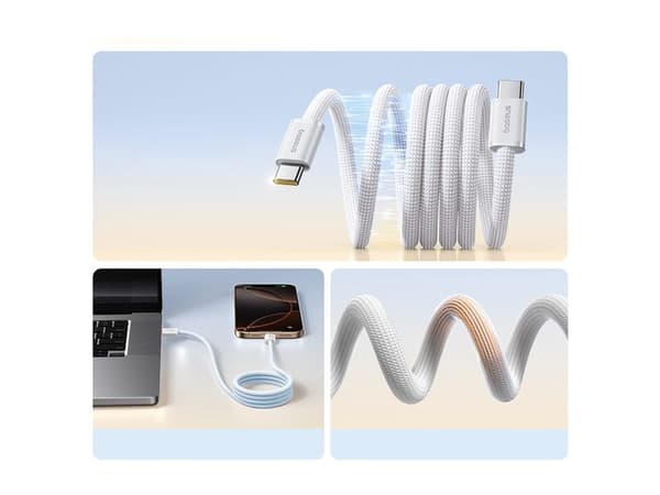 Baseus Dynamic 4 Pro 100W USB-C till USB-C magnetkabel 1 m, vit
