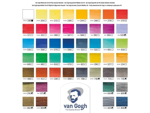 Van Gogh akvarell metallkasse-sett | 48 halvpanser